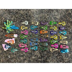 Vintage 2000s Y2K Hair Snap Clips Barrettes Multi Color Glitter Star Hello Kitty